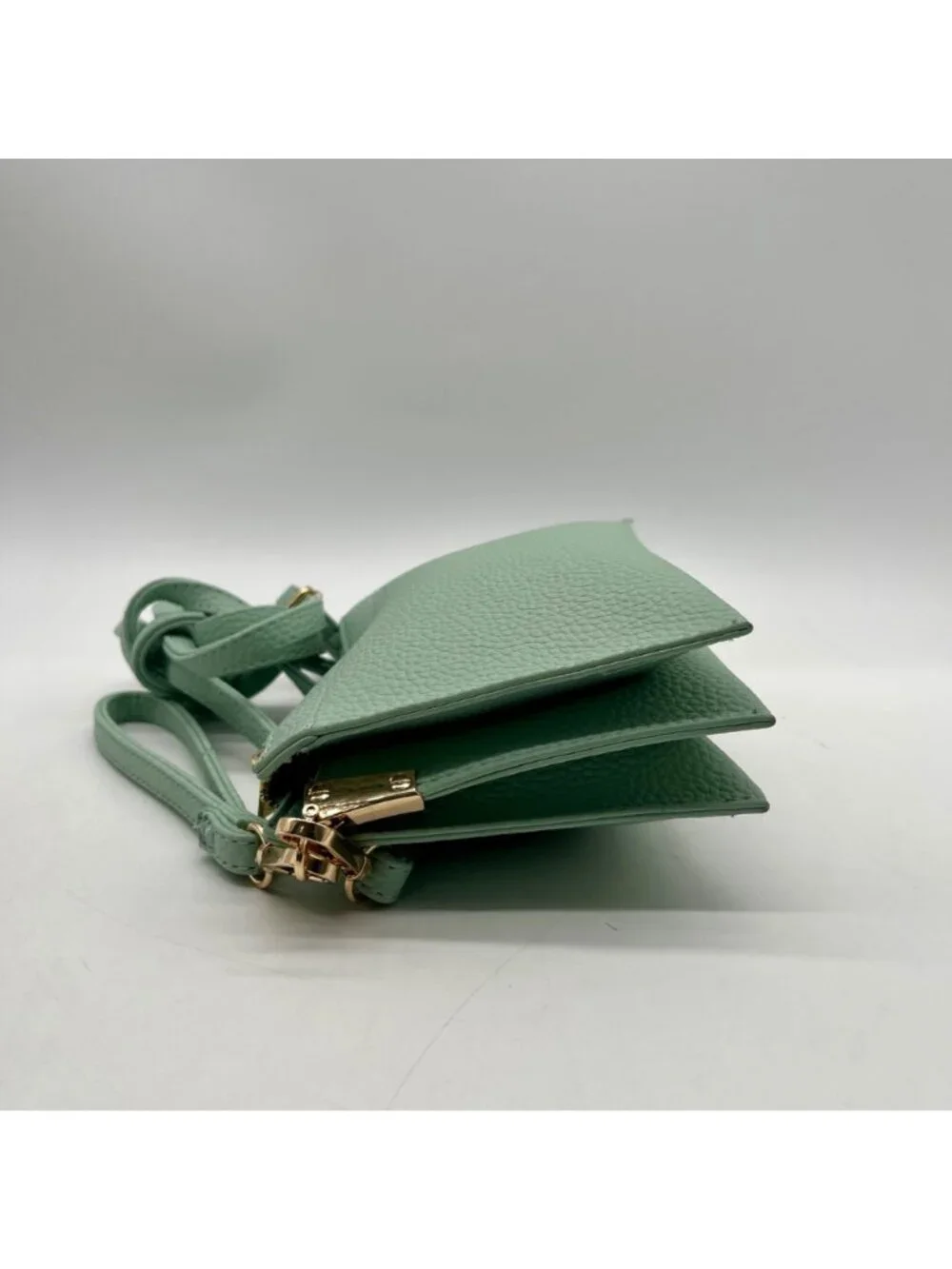 Unbranded Light Mint Pebbled FauxLeather Reversible Wristlet